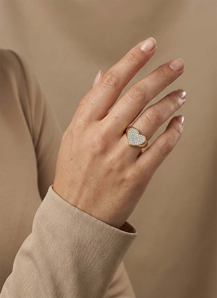 Golden Heart Gear Ring