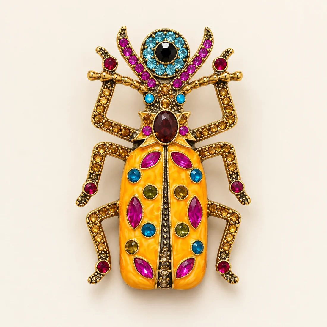 Sunshine Beetle Brooch stainless steel brooch in Yellow, Pink, Blue, Gold