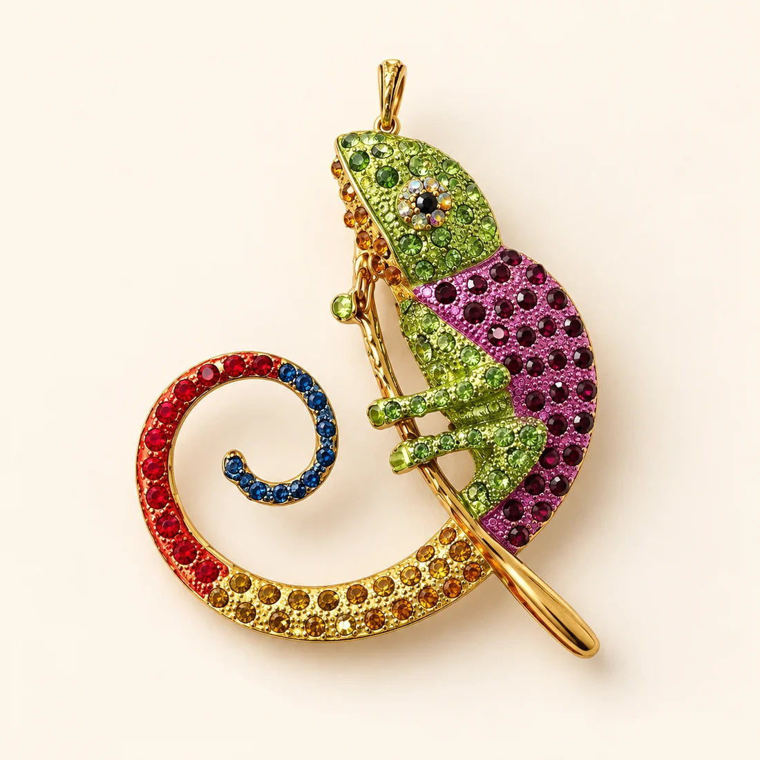 Jewel Chameleon Brooch stainless steel brooch in Green, Purple, Red, Blue, Yellow, Gold