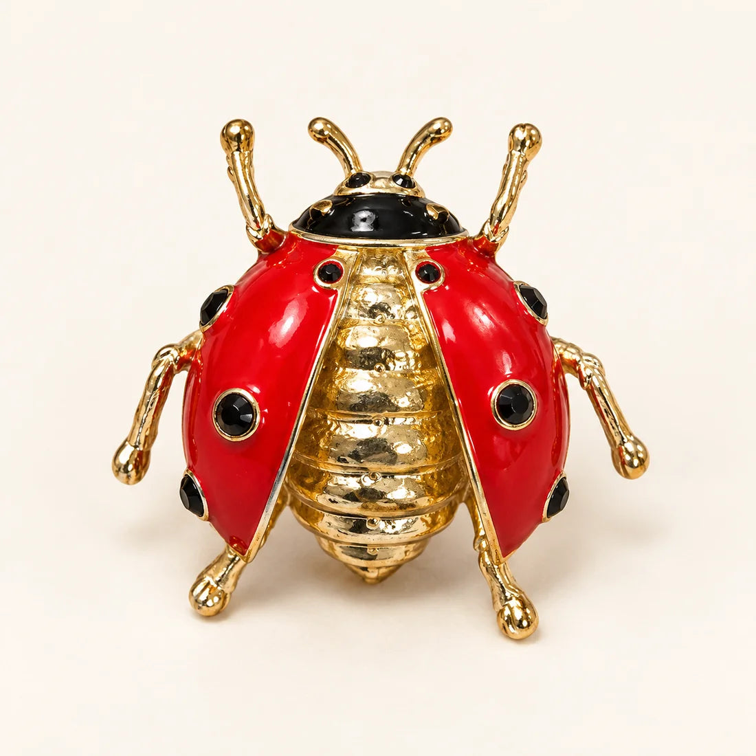 Scarlet Ladybug Brooch stainless steel brooch in Red, Black, Gold