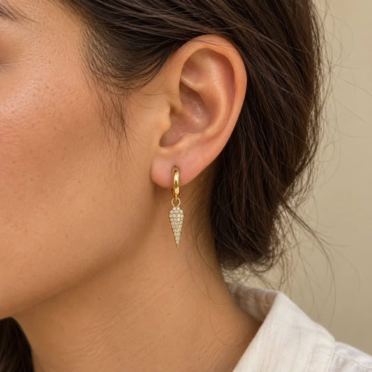 Pave Dagger Piercing worn on an adult model ear