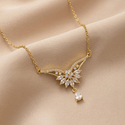 Floral Teardrop Necklace