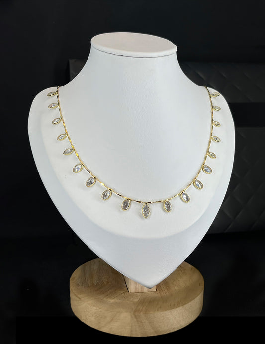 Golden Crystal Teardrop Necklace