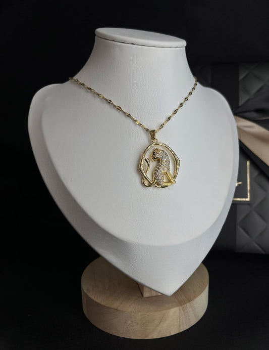 Circle Cheetah Neckalce