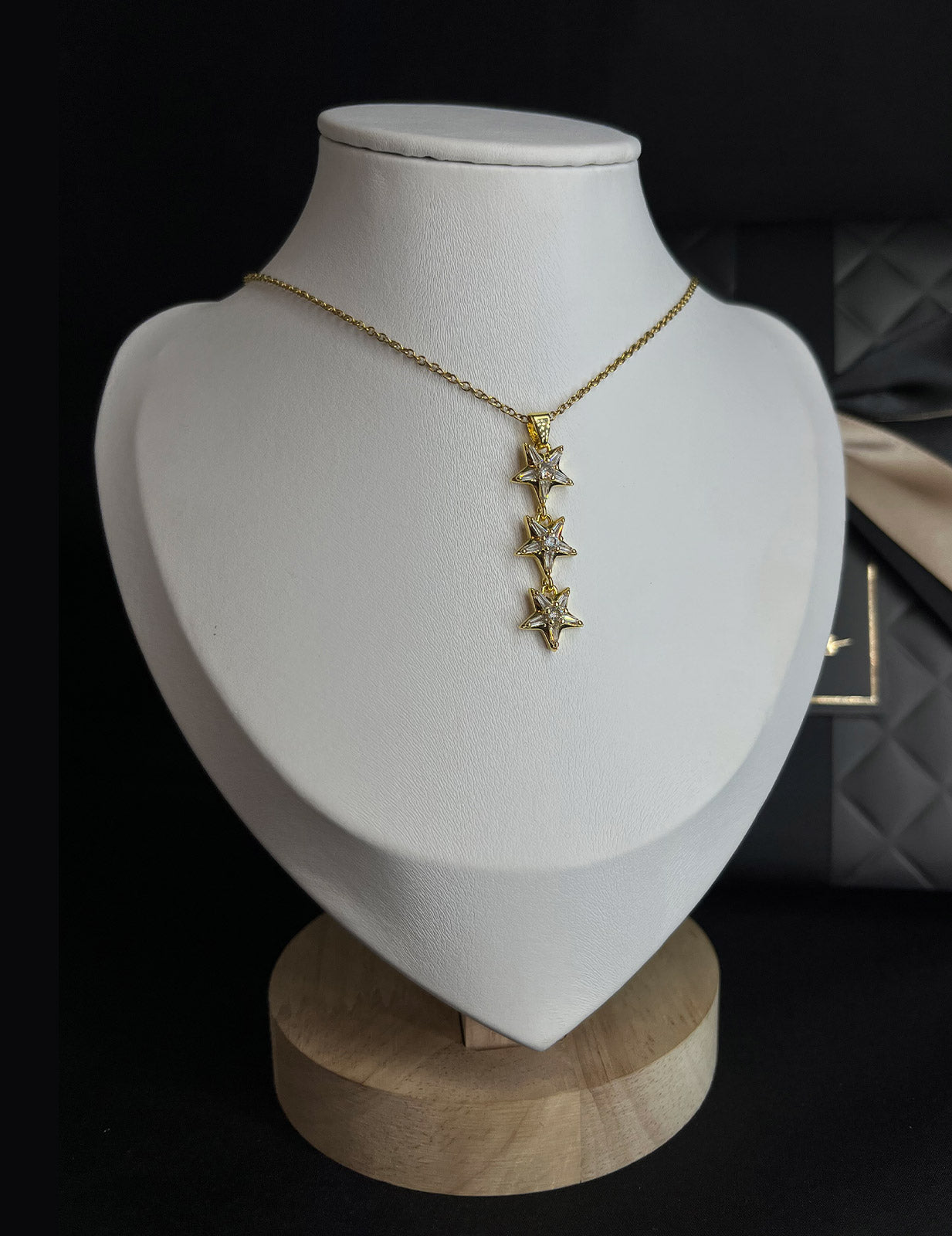 Three Stars Long Chain Necklace