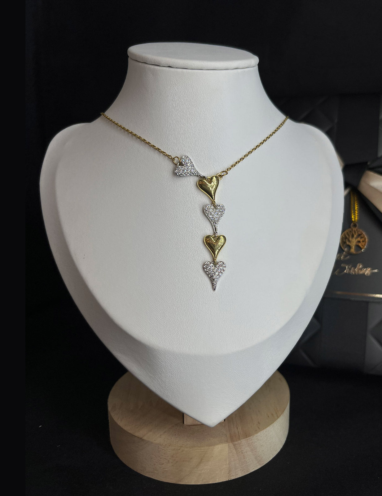 Hearts Long Chain Necklace