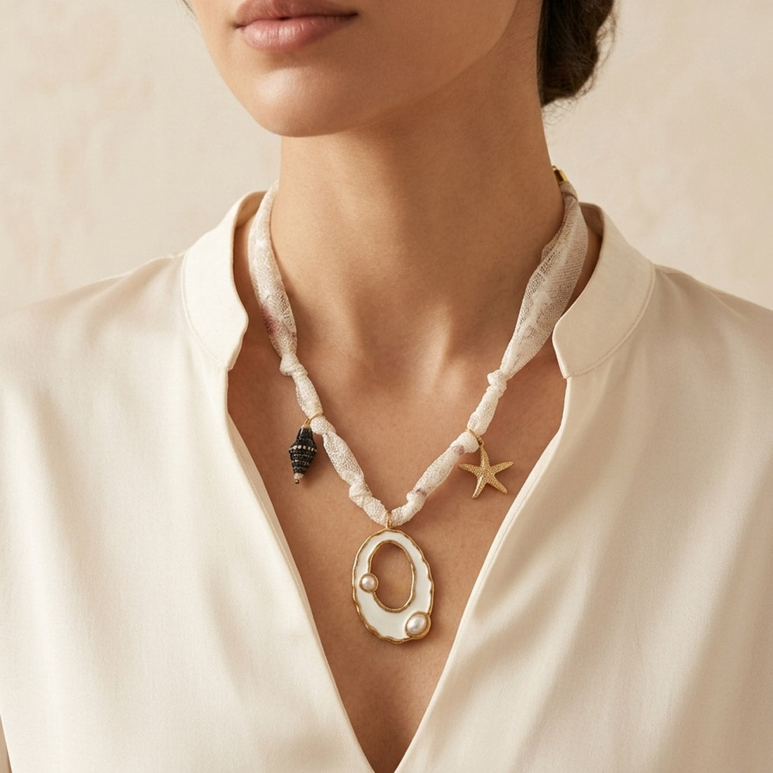 Lace Ocean Charm Necklace