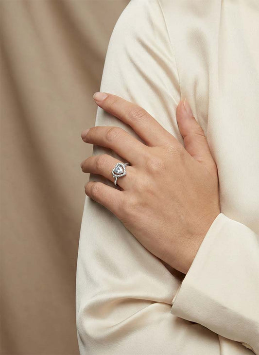 Heart Gear Stone Ring