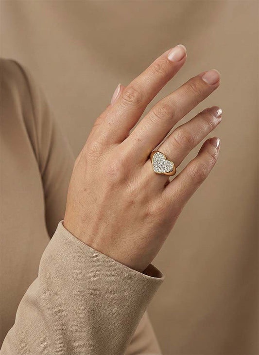 Golden Heart Gear Ring