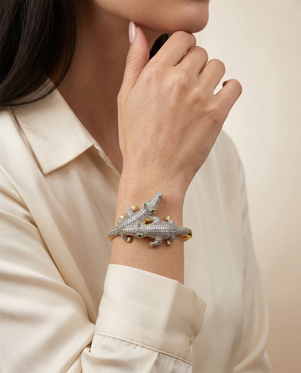 Mixed Metal Crocodile Bracelet