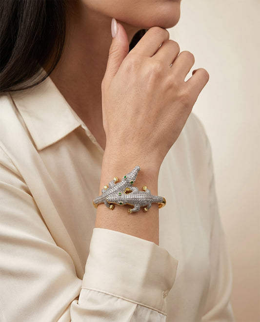Mixed Metal Crocodile Bracelet