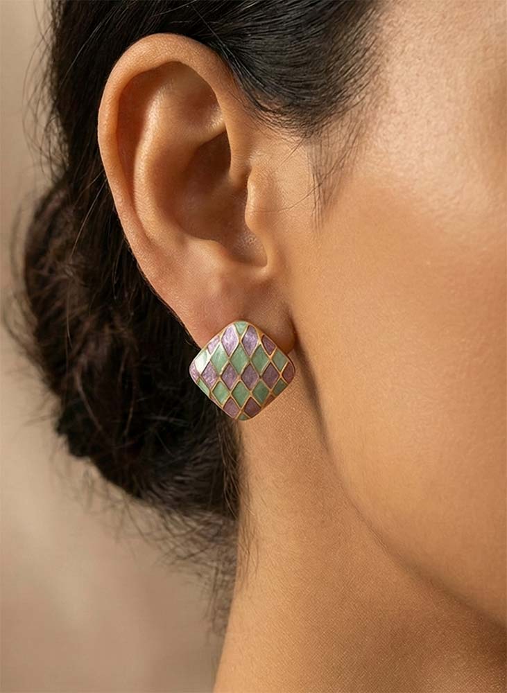Green & Purple Mixed Earrings
