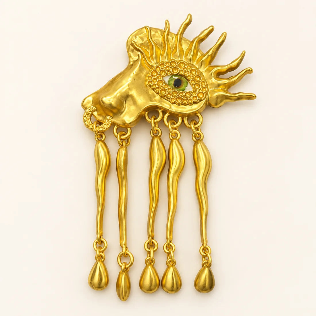 Solar Cascade Brooch stainless steel brooch in Gold, Green