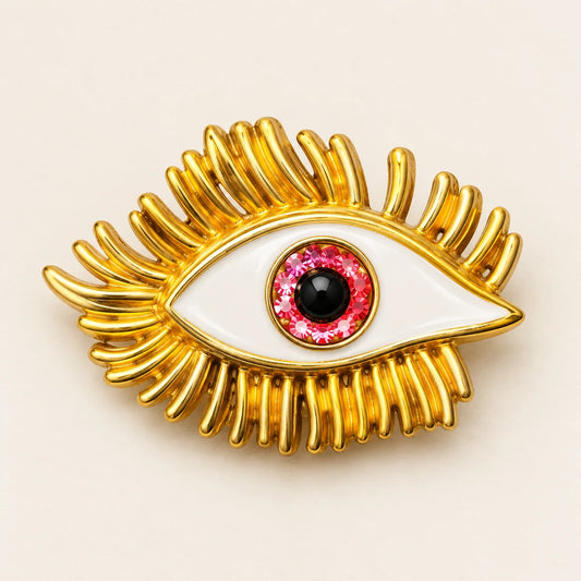 Ruby Gaze Brooch stainless steel brooch in Gold, Red, White