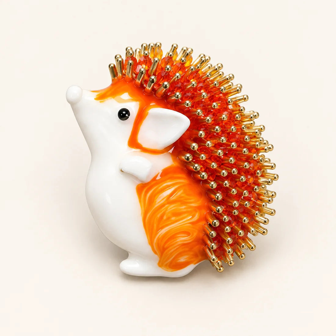 Amber Hedgehog Brooch stainless steel brooch in Orange, White, Gold