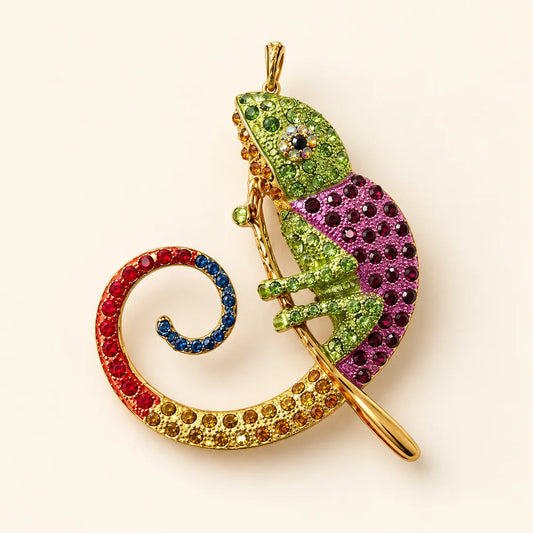 Jewel Chameleon Brooch stainless steel brooch in Green, Purple, Red, Blue, Yellow, Gold