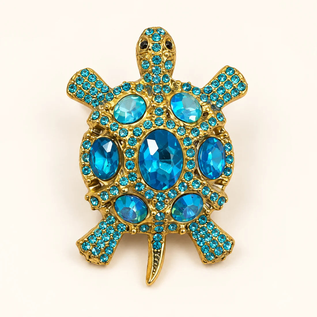 Azure Turtle Brooch stainless steel brooch in Blue, Gold