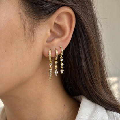 Crystal Cascade Set worn on an adult model ear