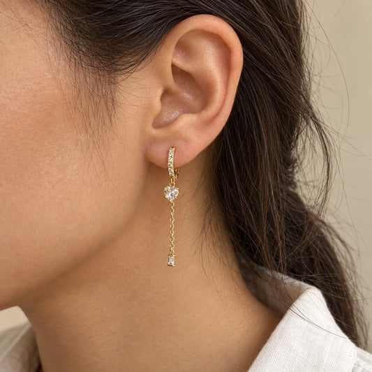 Heart Trail Piercing worn on an adult model ear