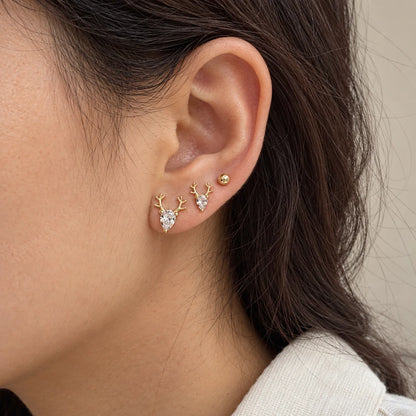 Woodland Deer Stud Set worn on an adult model ear